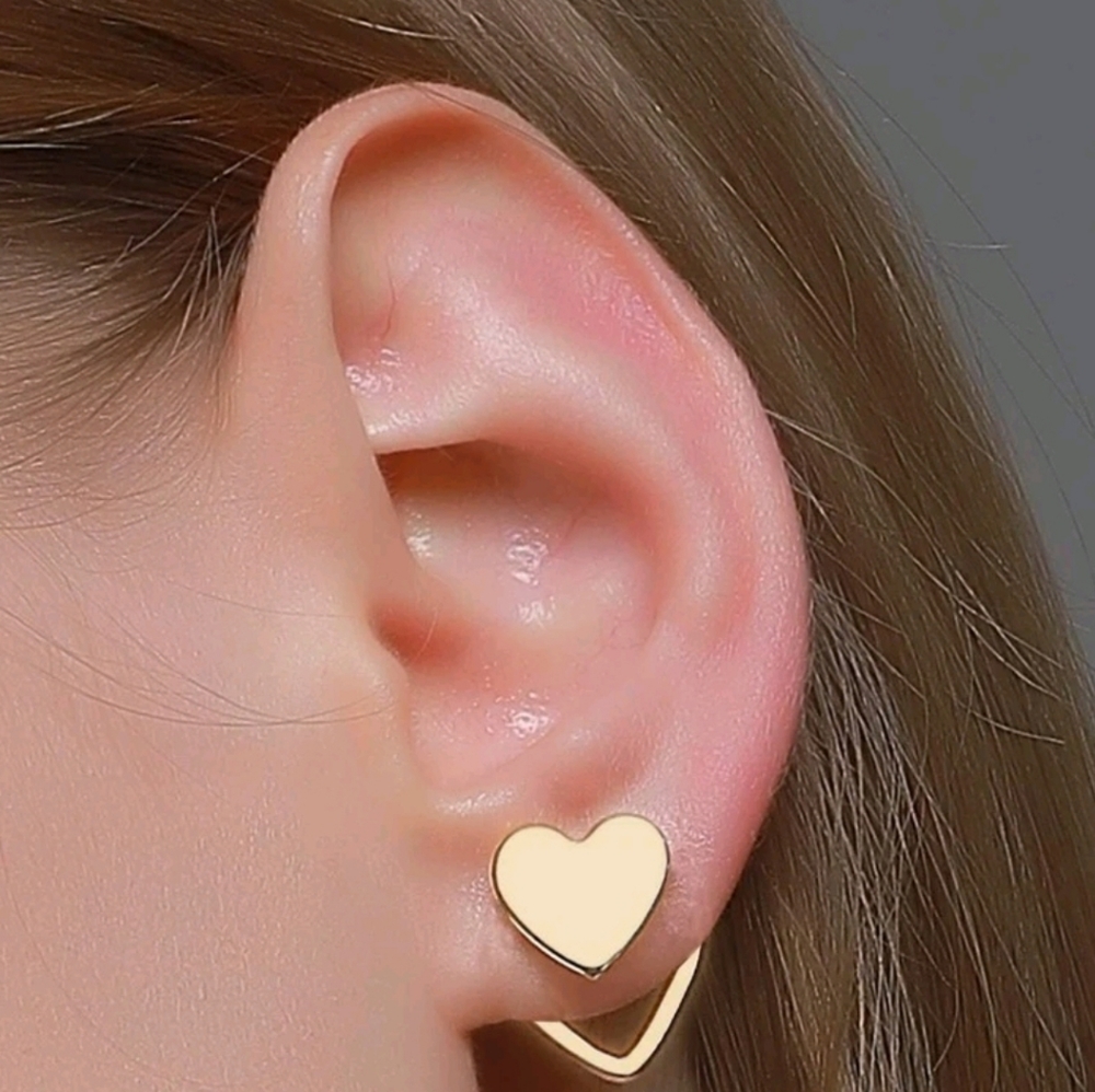 Gold Heart Jacket Earrings